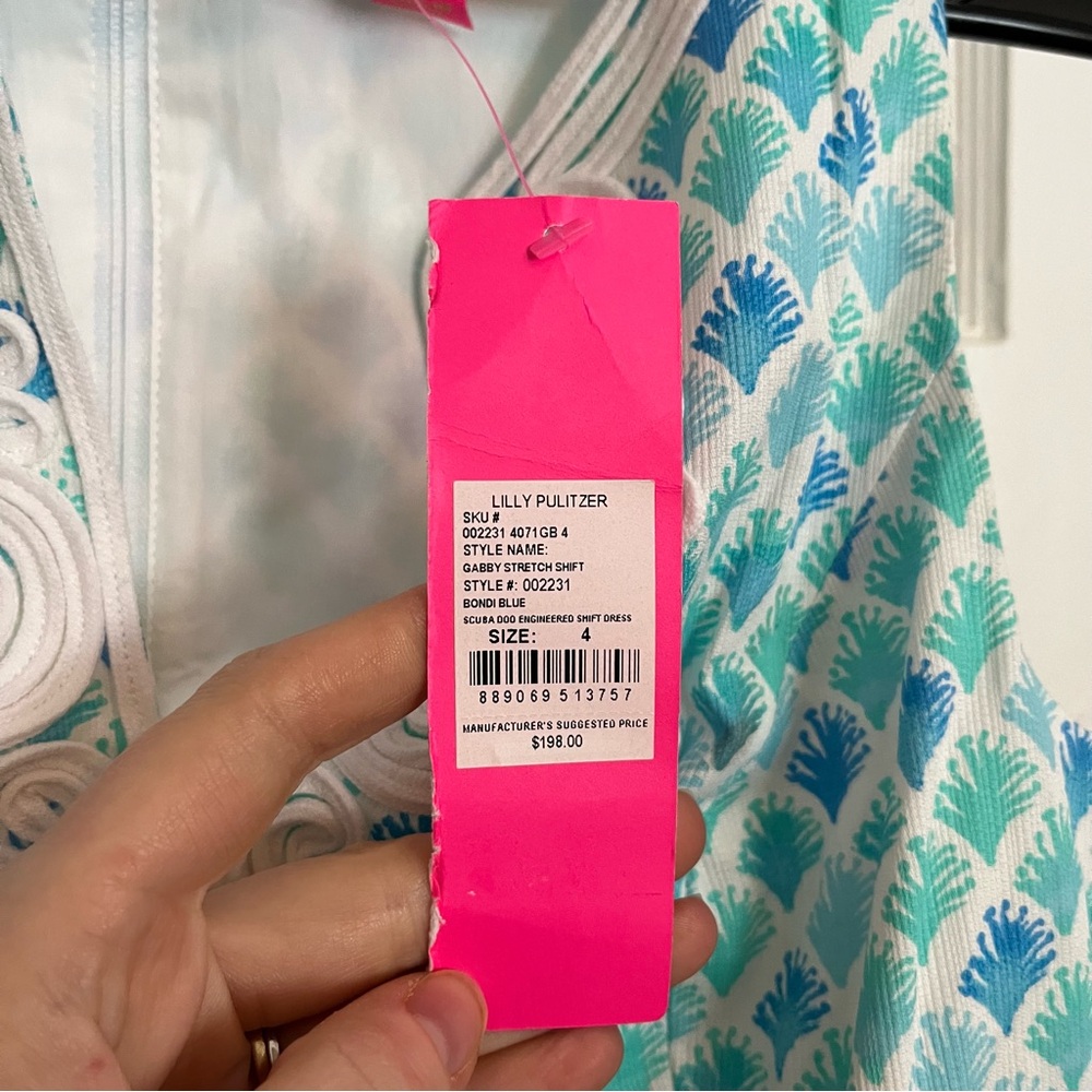 NWT Lilly Pulitzer Gabby Stretch Shift Bondi Blue Scuba Doo 4 - Picture 5 of 7